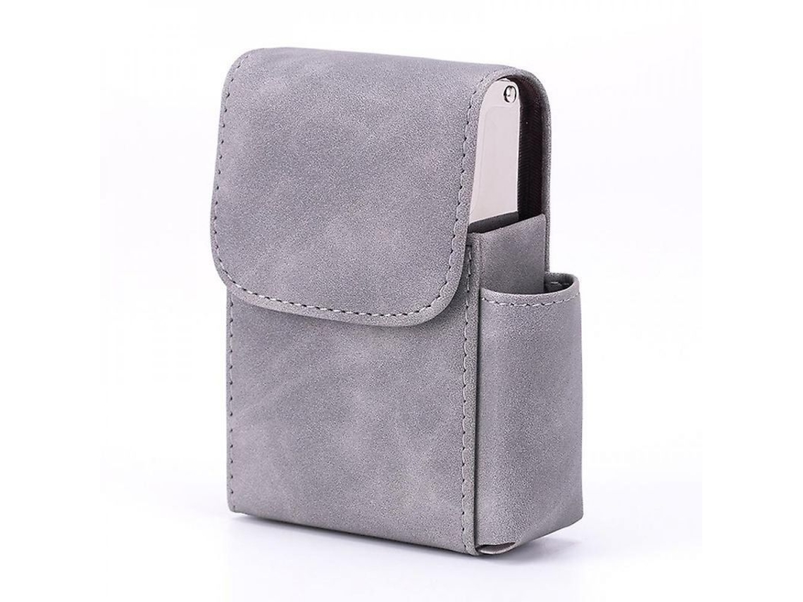 2026-estuche De Tabaco De Cuero Pu Con Bolsa Para Encendedor Y Portatarjetas, Gris Wjw