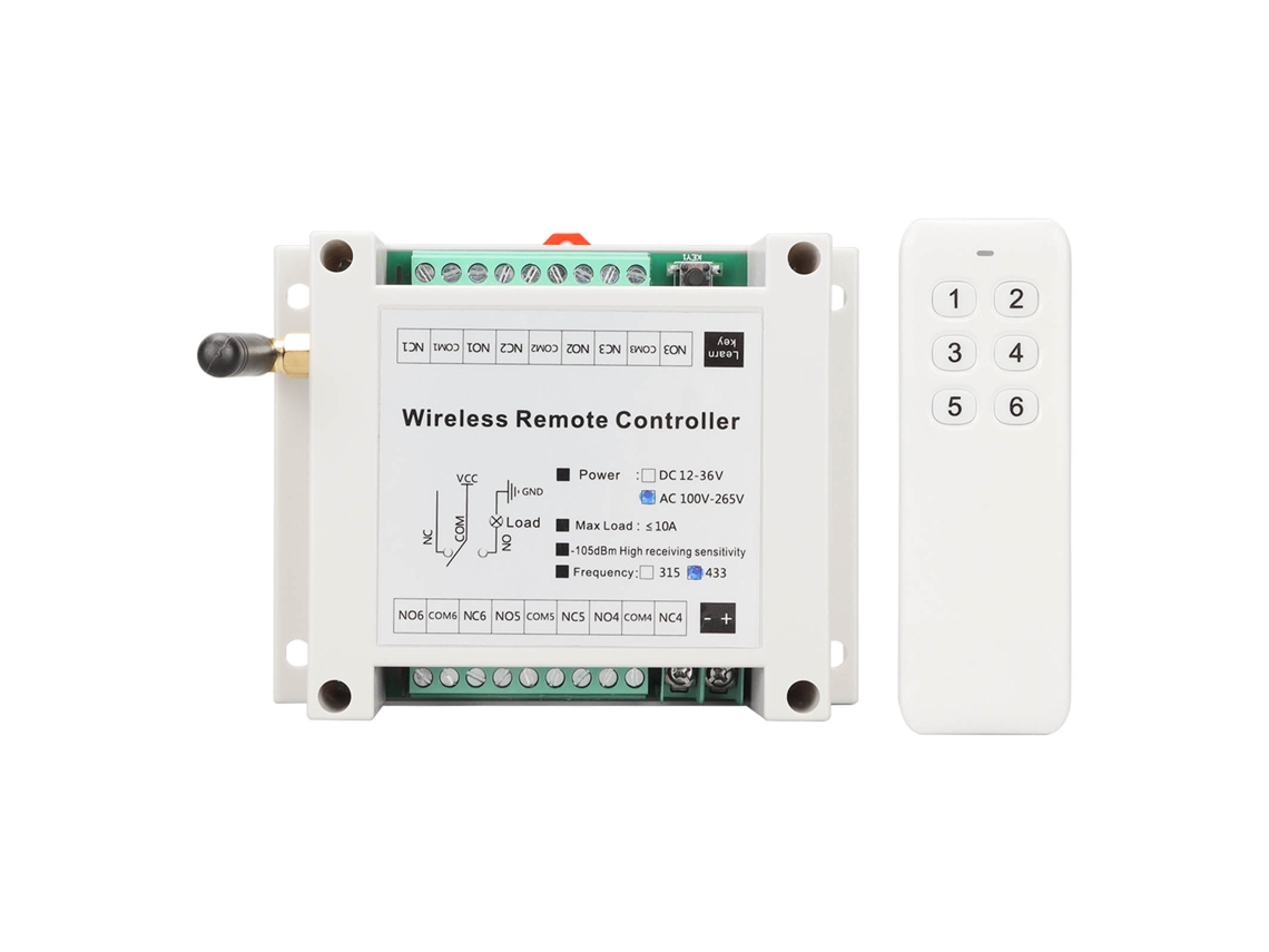 Módulo De Control Remoto, Controlador De Relé De 6 Canales, Placa De Interruptores, 433 Mhz, Ca 100-265 V