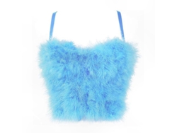 Top Corto Sin Mangas Con Tirantes Para Mujer Moda Streetwear Bustier Versátil Azul L
