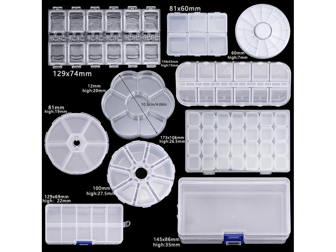 Caja organizadora de joyas rectangular/redonda con tapa para joyas, pendientes, decoración de uñas, colgantes, multiusos Hengrongshen