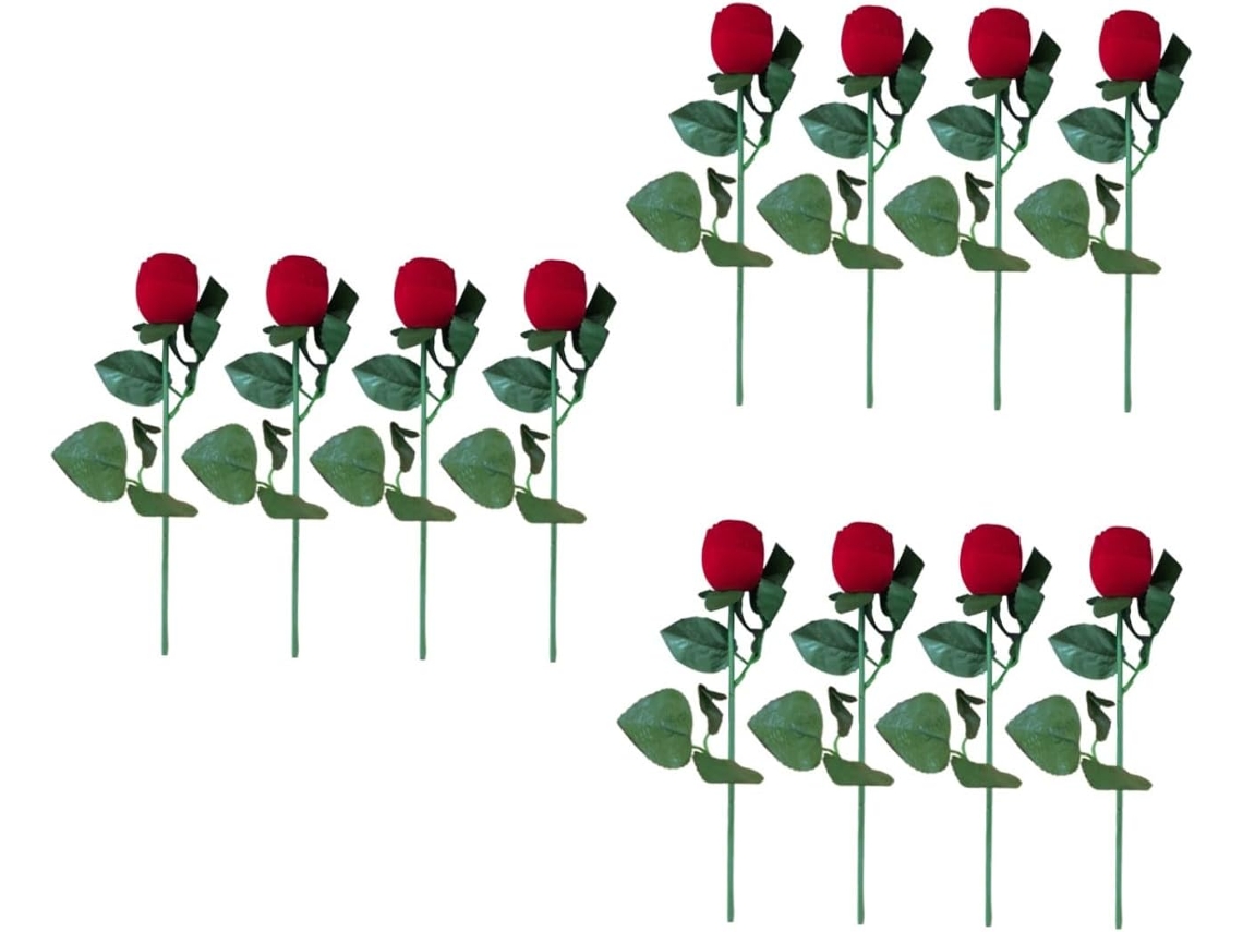 Juego De 12 Joyeros Con Forma De Flor Roja, Elegantes Cajas Para Anillos De Compromiso Y Boda.