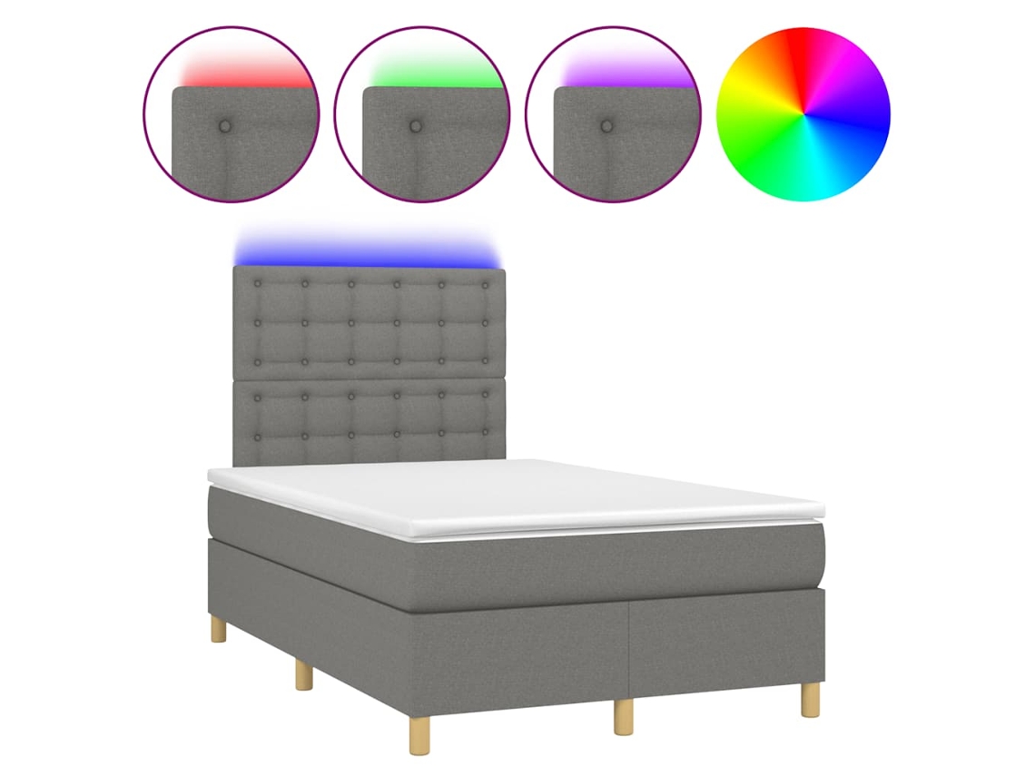 Maison Exclusive - Cama Box Spring Con Colchón Y Led Tela Marrón Oscuro 120x190 Cm