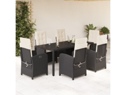Juego de comedor de jardín de 7 piezas con cojines de mimbre negros de DKD Home Decor