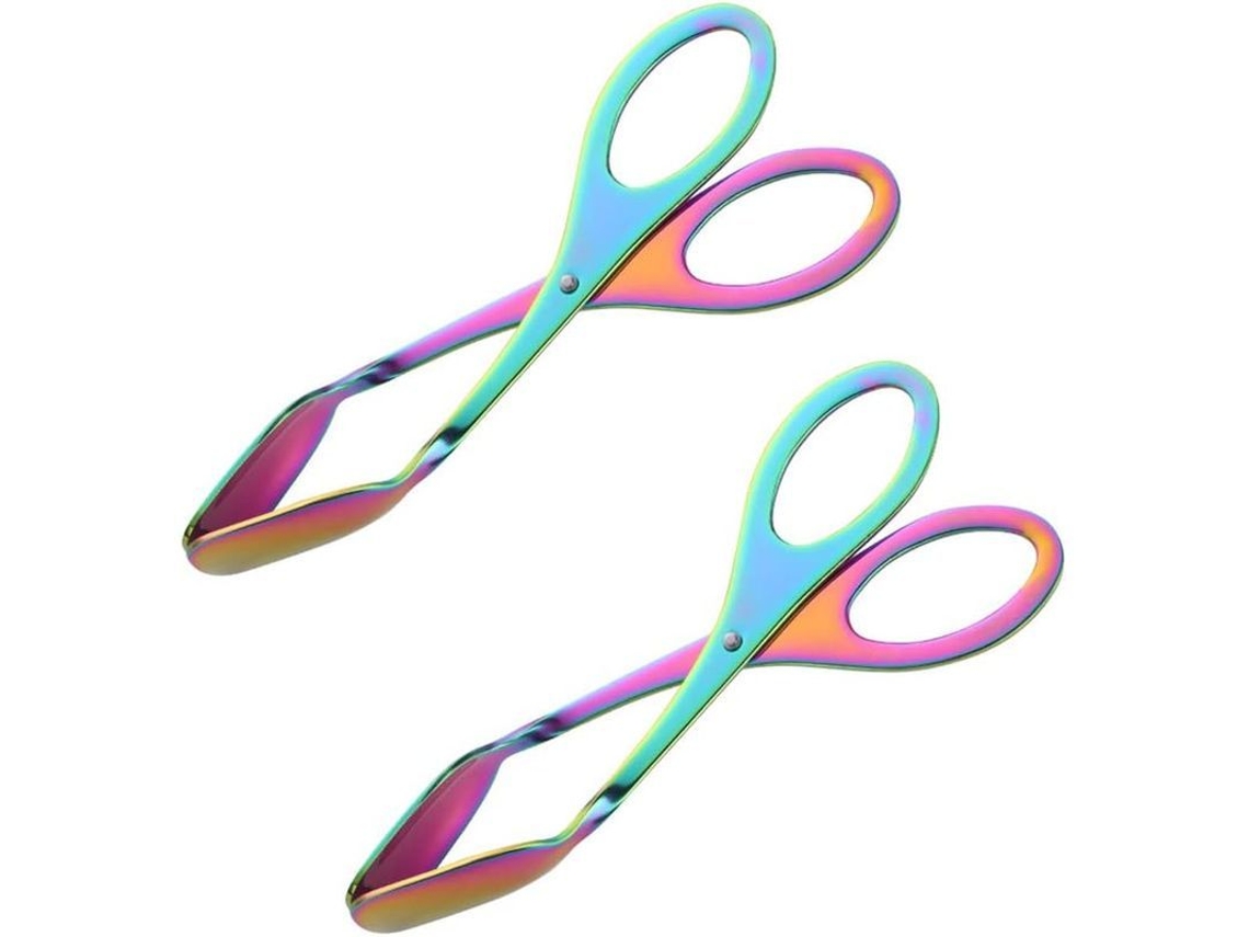 Pinzas para pan Rebe, pinzas de acero inoxidable para cocina y barbacoa (2 unidades, coloridas)