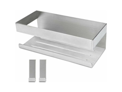 Estante de ducha autoadhesivo Ic en acero inoxidable cepillado con 2 ganchos Jortmrd