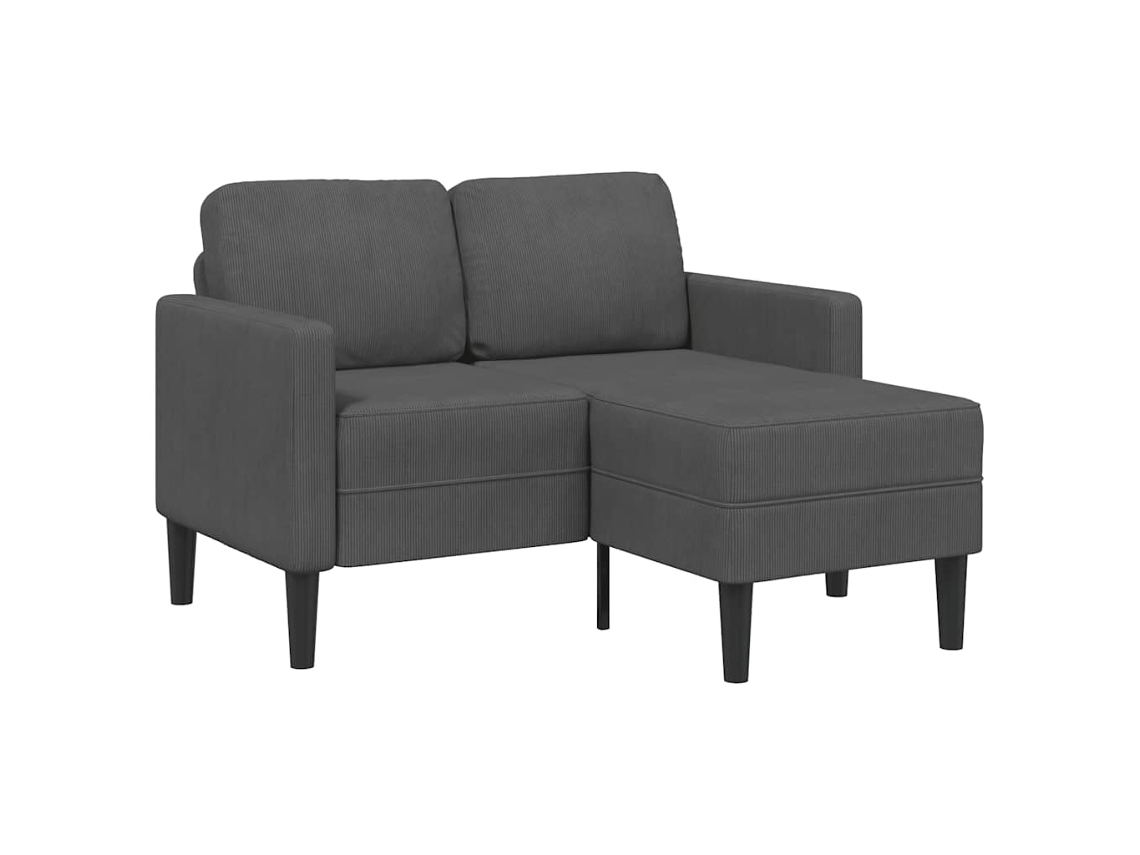 Sofá De 2 Plazas | Sofá De Salón | Sofá De Descanso Con Chaise Longue En Forma L Gris Oscuro 125cm Wsd414490