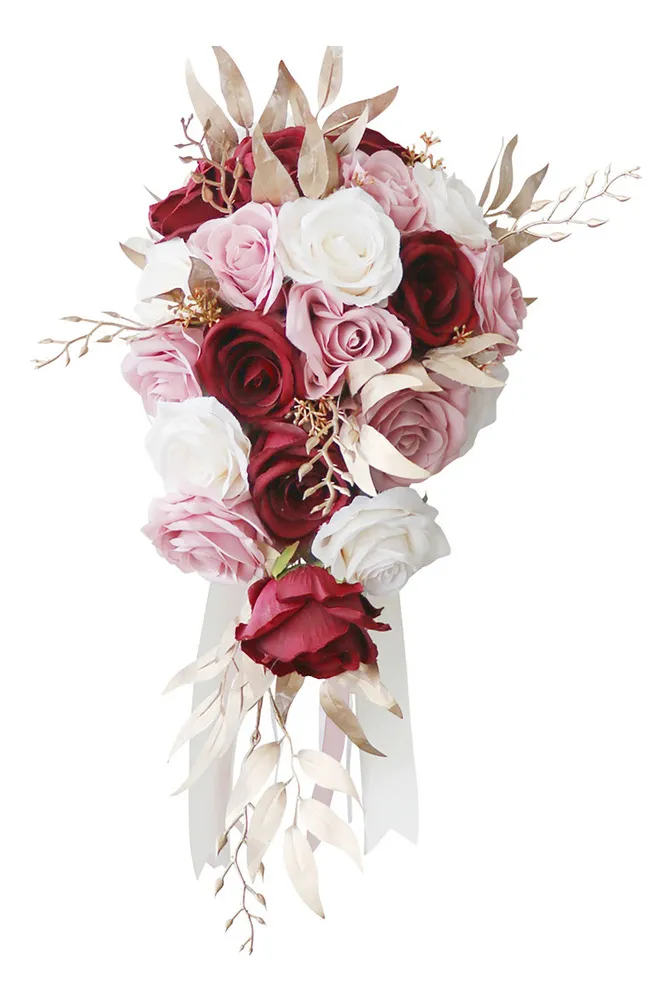 Nuevo ramo de novia artificial en cascada con flores en cascada vayotoy