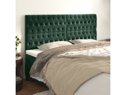 Cabeceros 4 Unidades De Terciopelo Verde Oscuro 100x7x78/88 Cm