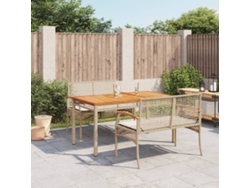 Juego de comedor de jardín de 3 piezas con cojines de mimbre beige de DKD Home Decor