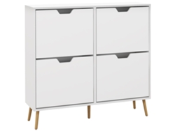 Sapateira Para 16 Pares De Sapatos Com 4 Gavetas E Prateleiras Ajustáveis 95x26x95 Cm Branco