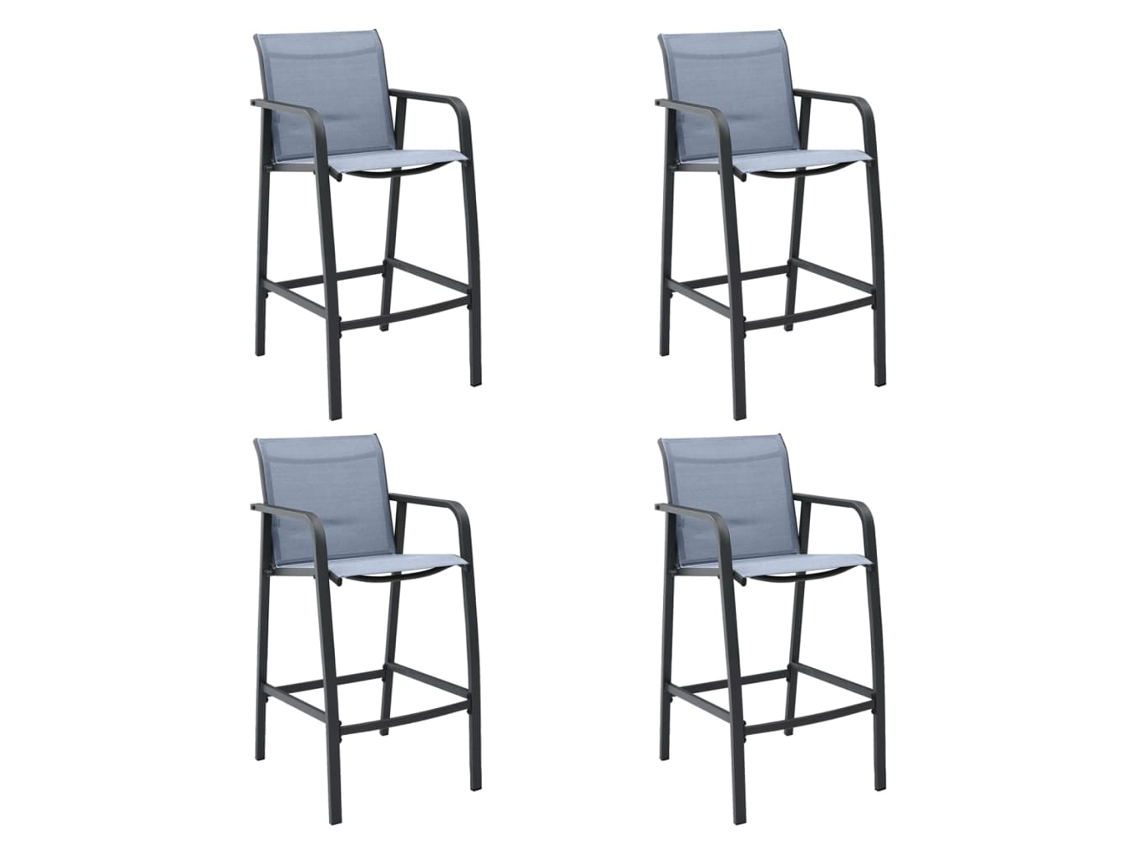DKD Home Decor - Juego de 4 sillas de bar para jardín en textileno gris