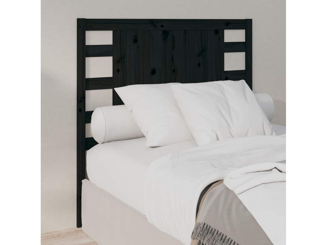 Cabecero Madera Maciza De Pino Negro 81x4x100 Cm