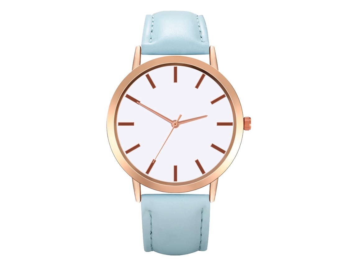 Reloj De Pulsera Analógico De Cuarzo Para Mujer Con Correa Sencilla E Informal De Pu, Azul Claro.