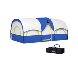 Tienda de campaña familiar para 4-6 personas, impermeable, con habitaciones separadas, 435x251x195cm, azul y blanco.