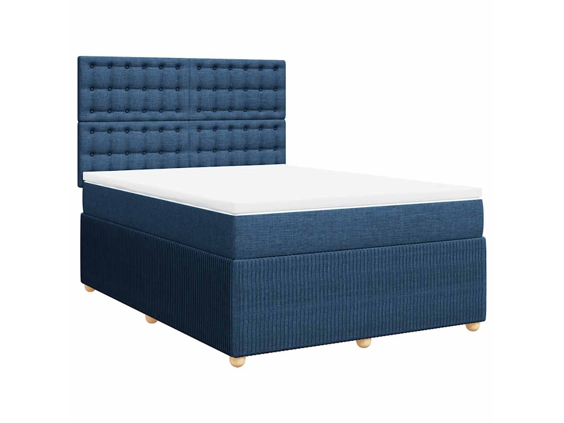 Maison Exclusive - Cama Box Spring Con Colchón Tela Azul 160x200 Cm