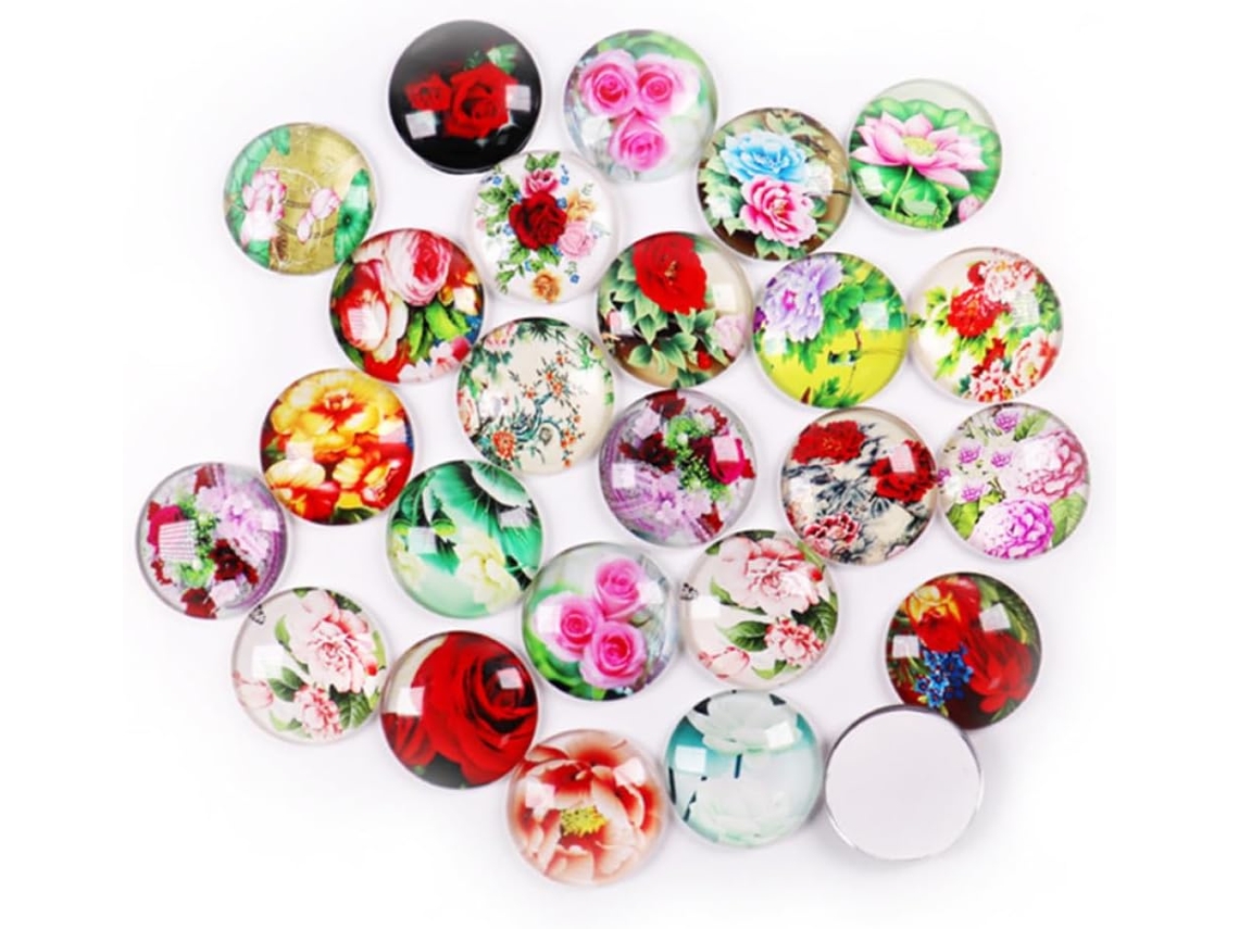 50 Pegatinas Redondas Vidrio Diseño Floral Parches Decorativos Accesorios Manualidades Joyería Proyectos