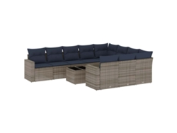 Maison Exclusive - Set De Sofás De Jardín 11 Pzas Y Cojines Ratán Sintético Gris