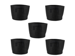 5 bolsas de cultivo de 3 galones de tela no tejida, color negro