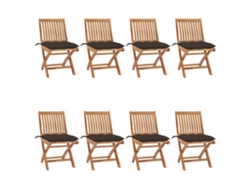 Sillas de jardín plegables de teca maciza de 8 piezas con cojines DKD Home Decor