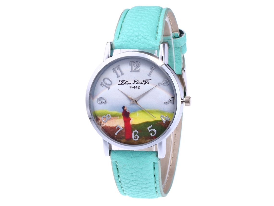 Reloj De Pulsera Casual De Moda Zhoulianfa Con Correa De Cuero Y Movimiento De Cuarzo (verde Menta)