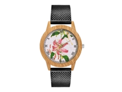 Reloj De Pulsera Unisex De Cuarzo Con Correa De Silicona Con Estampado Floral Informal.