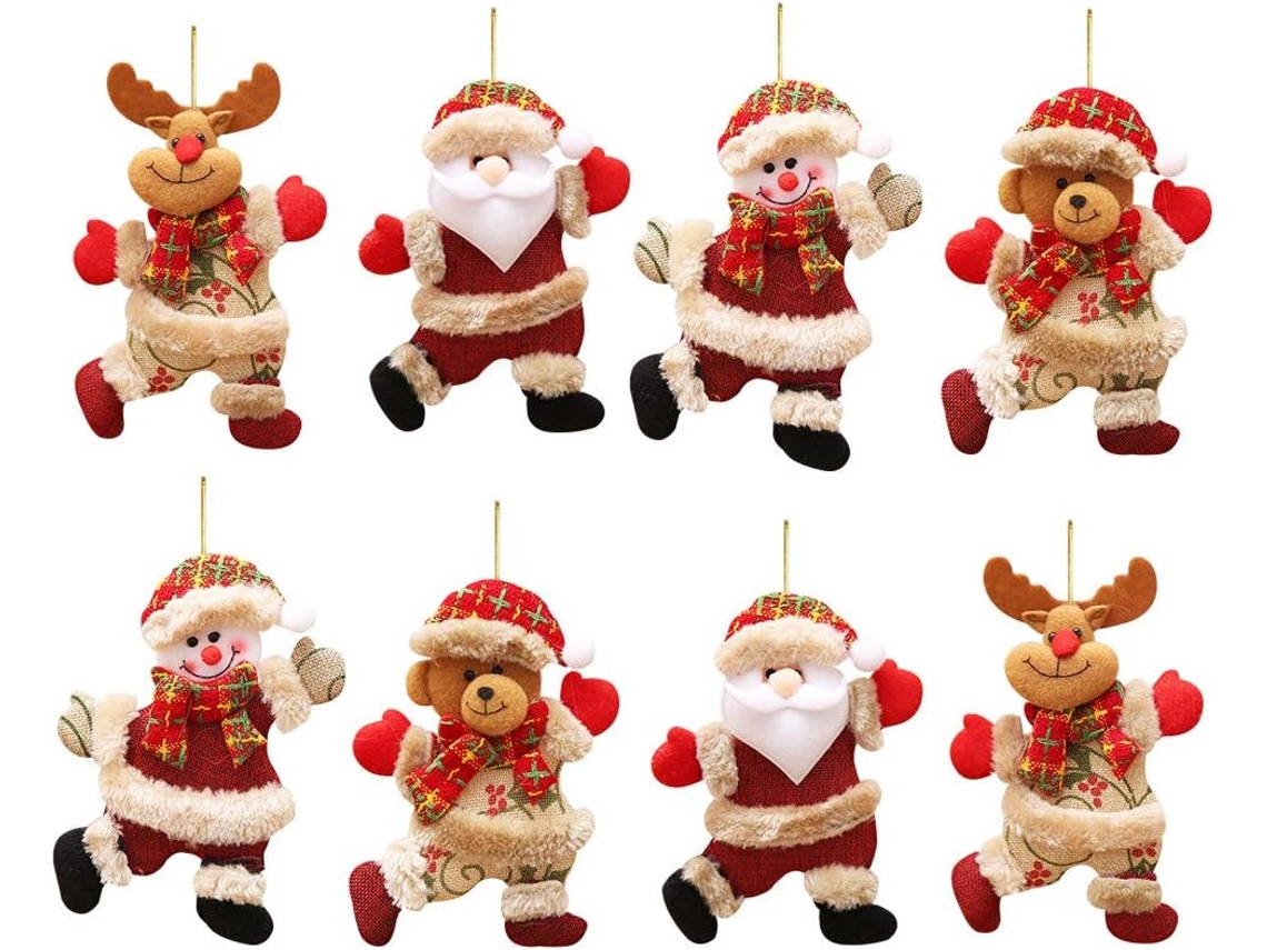 8 piezas Adornos navideños Decoraciones Papá Noel Muñeco de Reno Oso Reno Decoración del árbol de Navidad