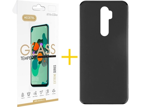 Kit Funda + Protector de Pantalla Xiaomi Redmi Note 8 Pro ACCETEL Liso (Negro)