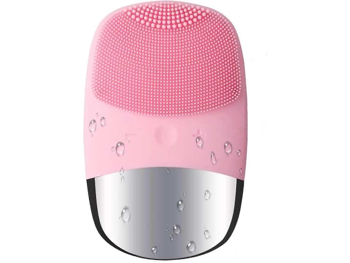 Cepillo de limpieza facial de silicona 3 en 1 con 5 modos de limpieza y masajeador facial USB Nostalgia88 (rosa)
