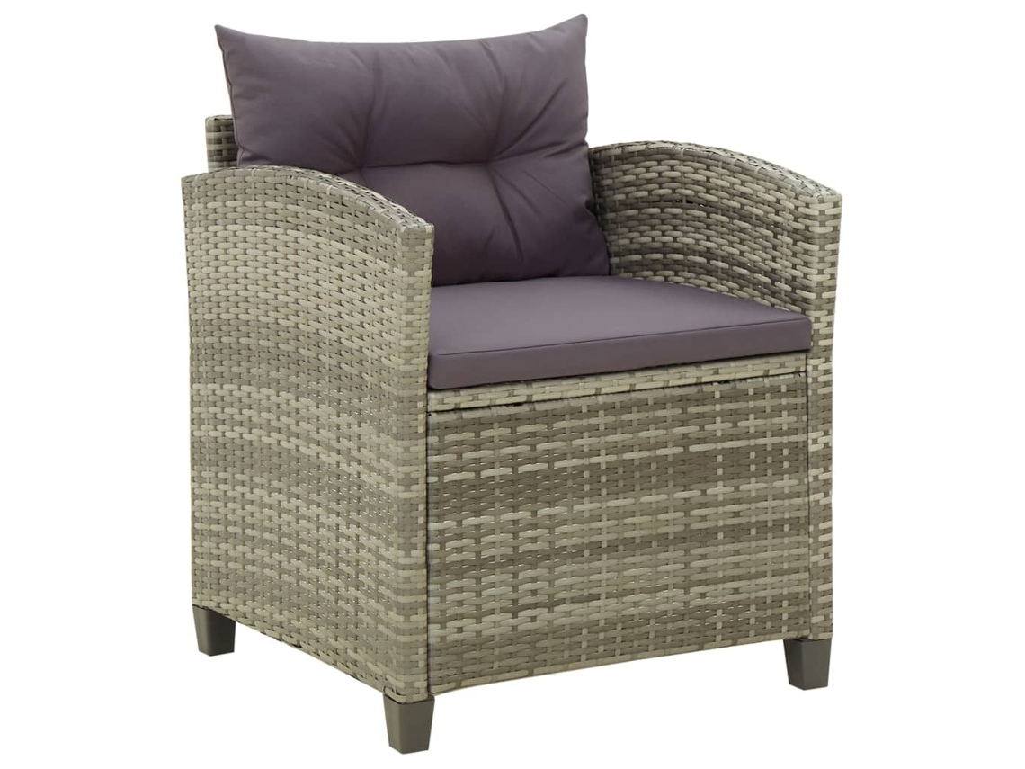 Silla de jardín con cojines de mimbre gris PE Dkd Home Decor
