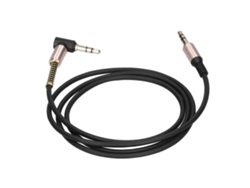 Cable De Extensión De Audio Auxiliar De 3,5 Mm Macho A Macho Con Codo Para Coche, 1 M, Negro