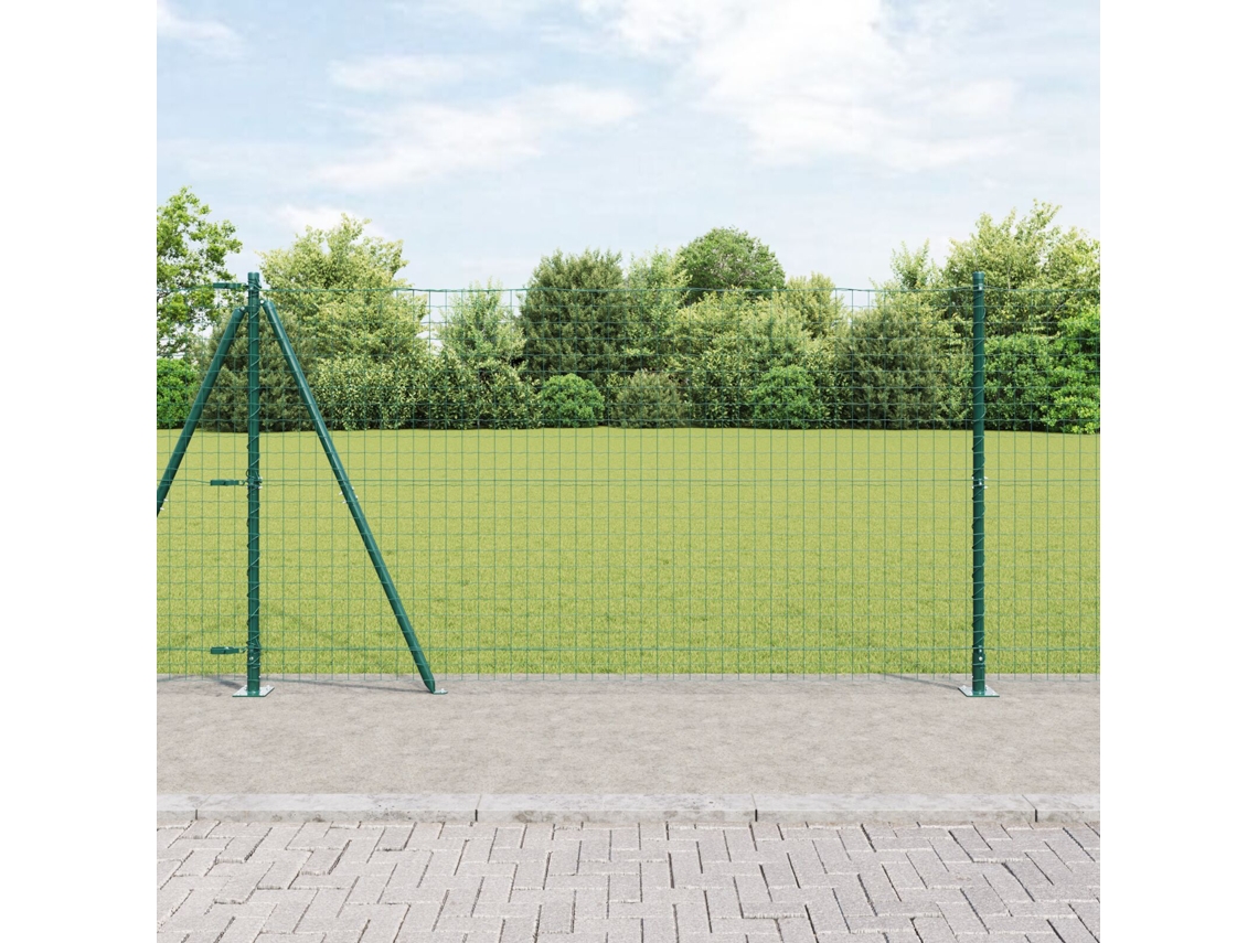 Juego de postes para cerca con placas base, juego de 14, color verde, Lovely Home