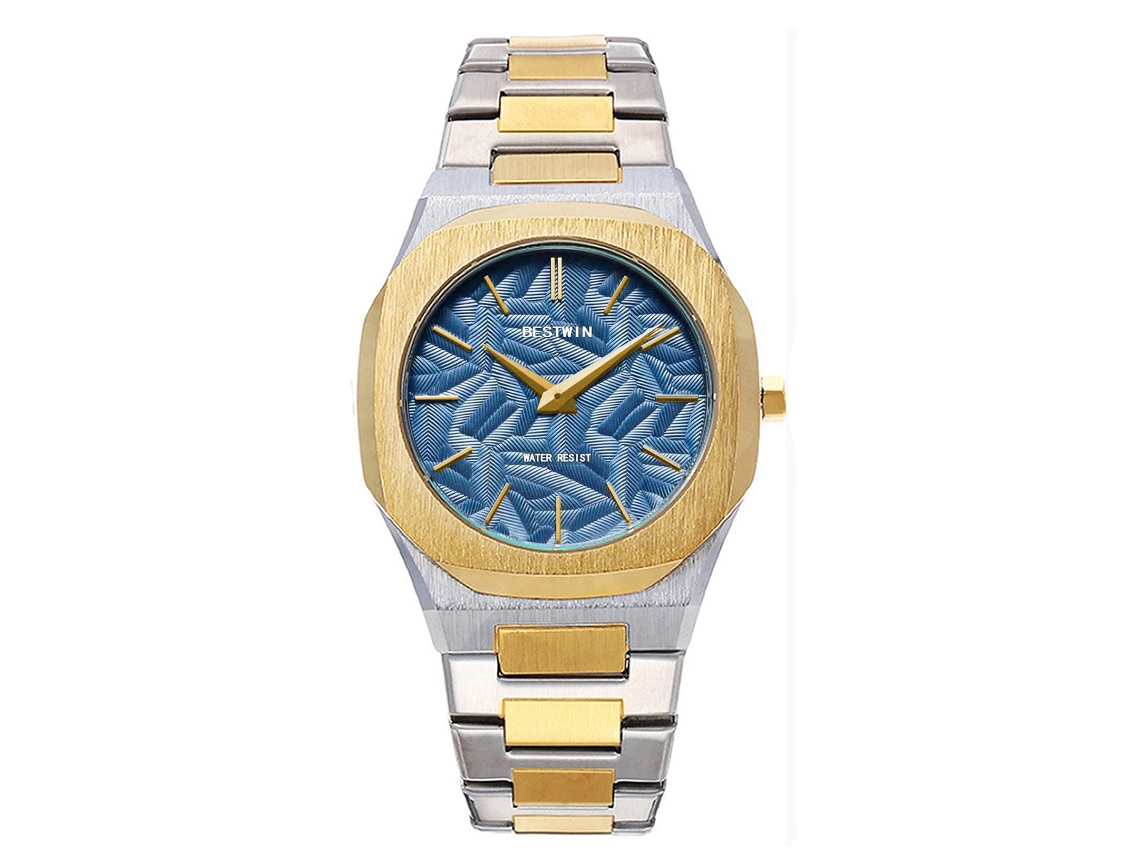 Reloj De Cuarzo Para Hombre (azul Cielo) Con Hojas En Relieve.