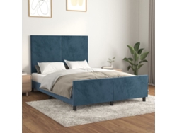Estructura De Cama Sin Colchón Terciopelo Azul Oscuro 140x200cm