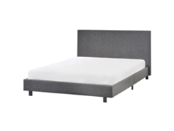 Cama Beliani Albi de poliéster gris 155x211x94