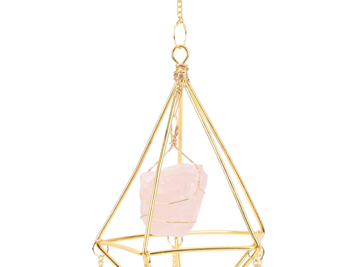 Sino de Vento Rebe-Moon com Pingente de Cristal Colorido para Casa, Jardim, Festa, Casamento, Noivado, Quartzo Rosa