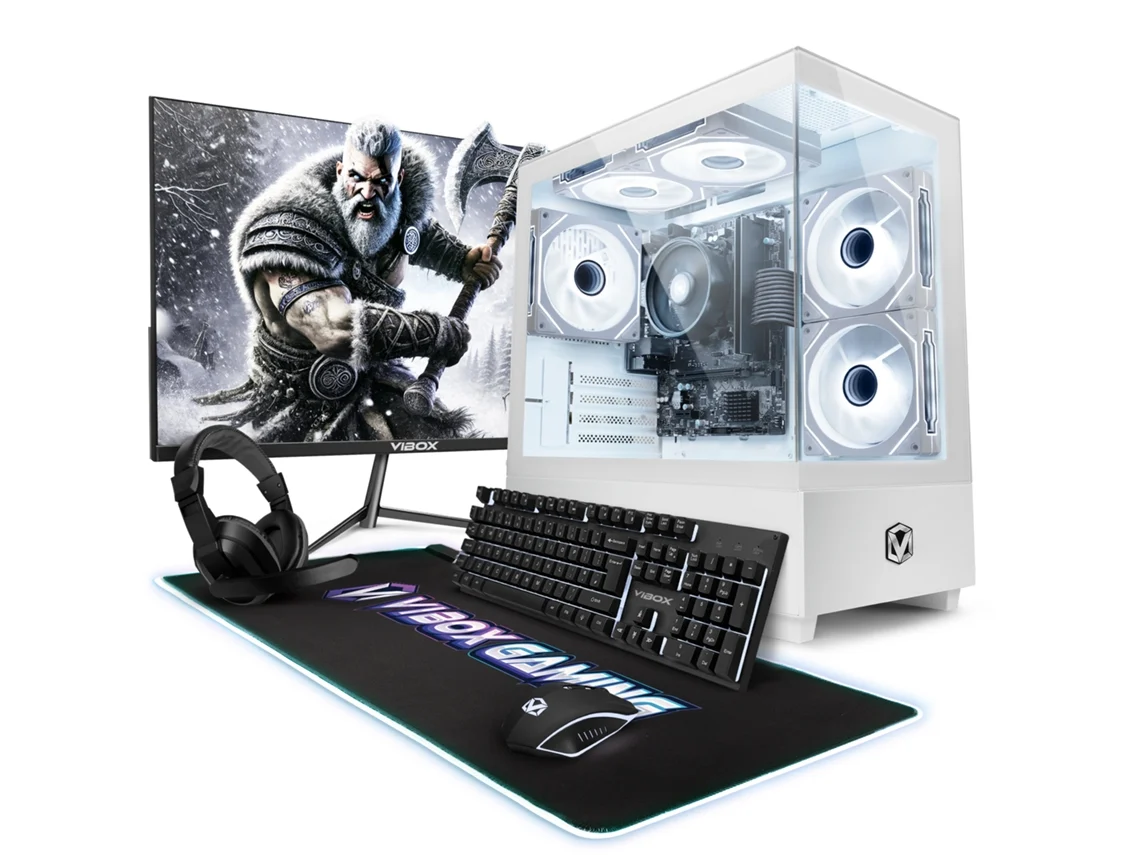 PC para juegos Vibox I-54 completo • Monitor de 22'' • AMD Ryzen 3 32g 4. GHz • Radeon Vega 8 • 16 GB de RAM • SSD de 48 GB • Windows 11 • Wifi