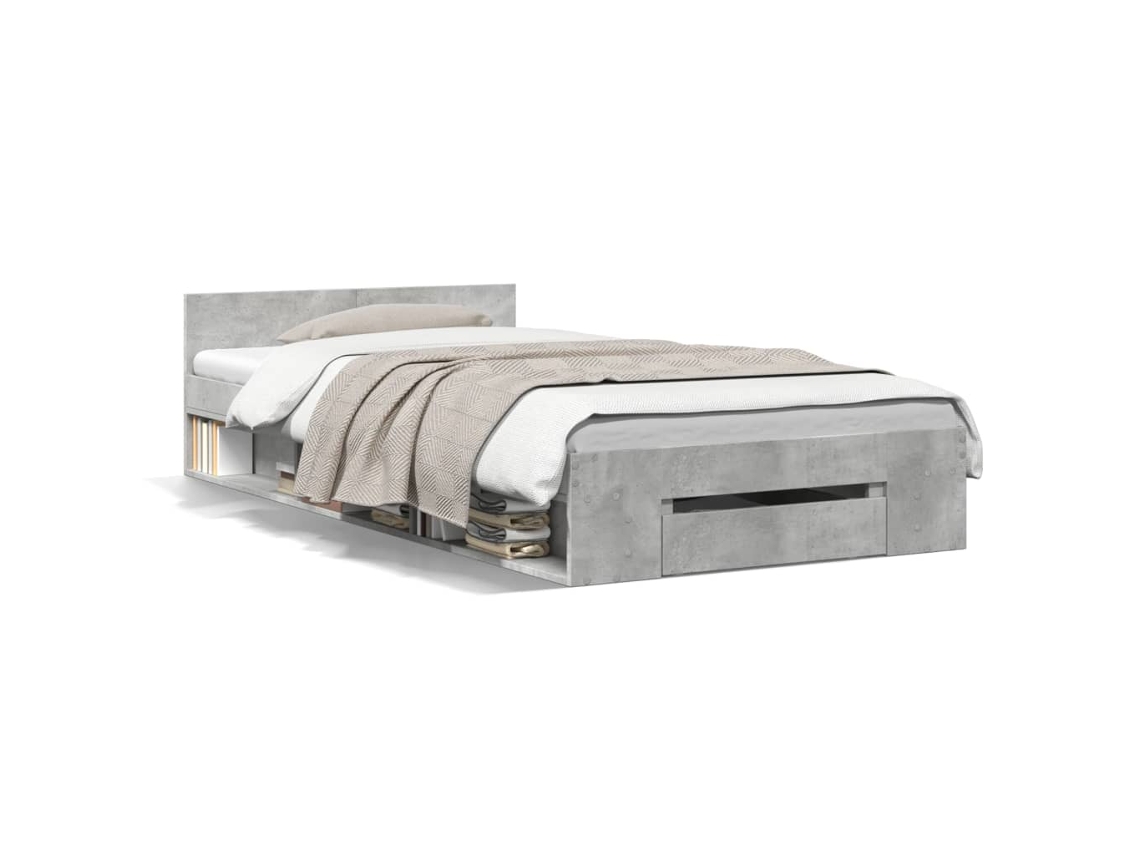 Maison Exclusive - Cama Con Cajón Madera Ingeniería Gris Hormigón 100x200 Cm