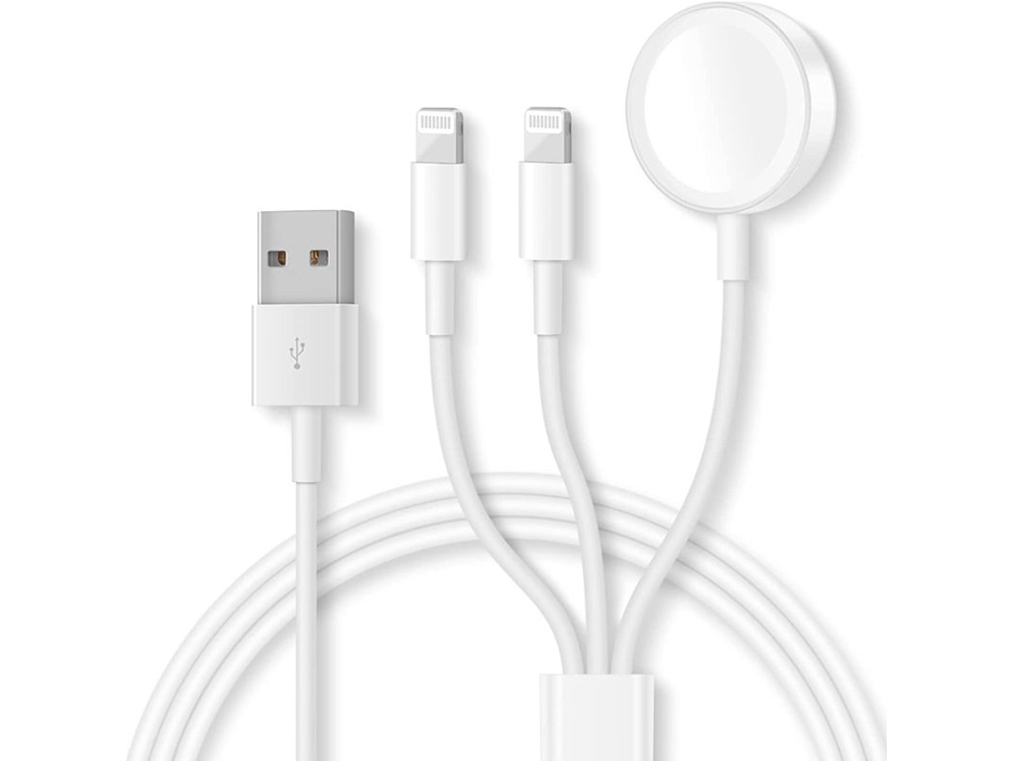 Para Apple Watch Series e iPhone 3 em 1 cabo de carregamento magnético USB 4 pés/1,2 m