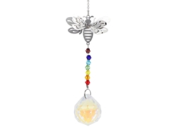 Colgante de cristal en forma de cruz, arcoíris, con cadena extensora para decoración.