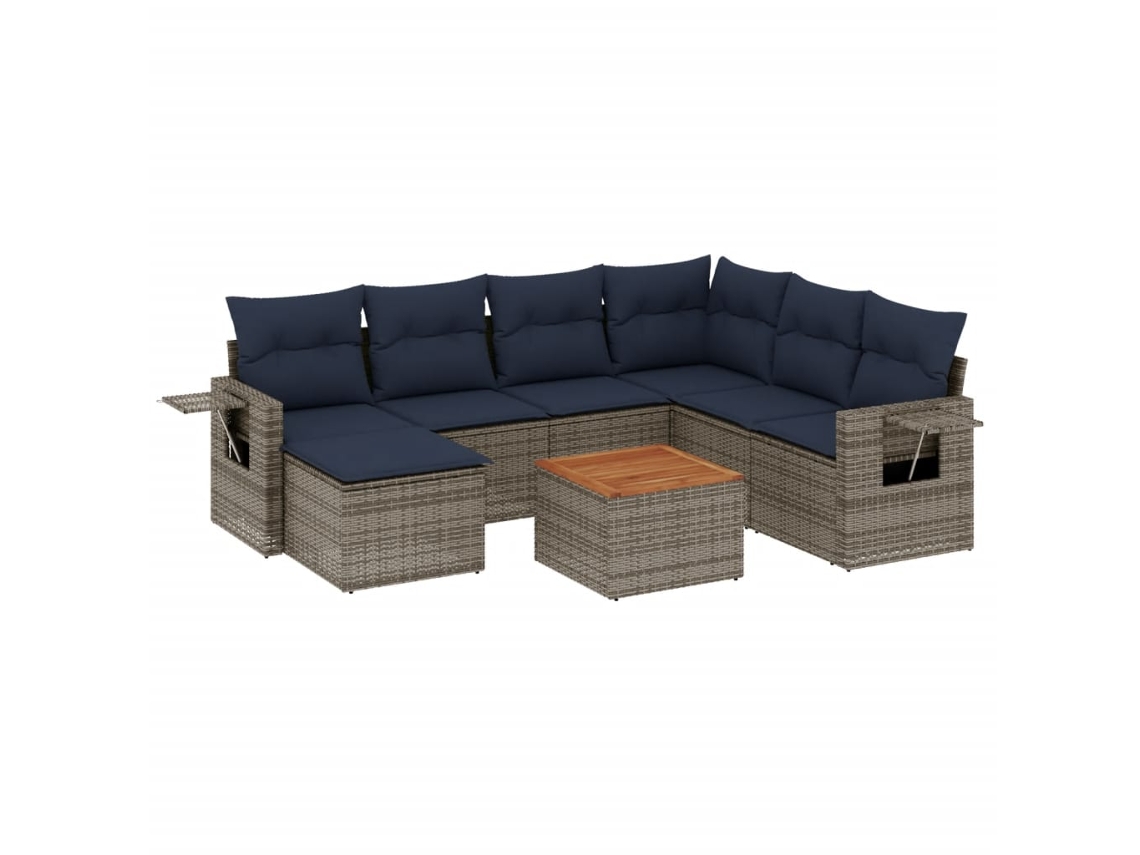 Maison Exclusive - Conjunto De Sofá De Jardín De 8 Piezas Con Cojines, Poliratán Gris