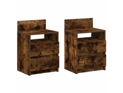 Maison Exclusive - Mesitas De Noche (2 Unidades) Con 2 Cajones, Roble Ahumado, 40x33x60 Cm