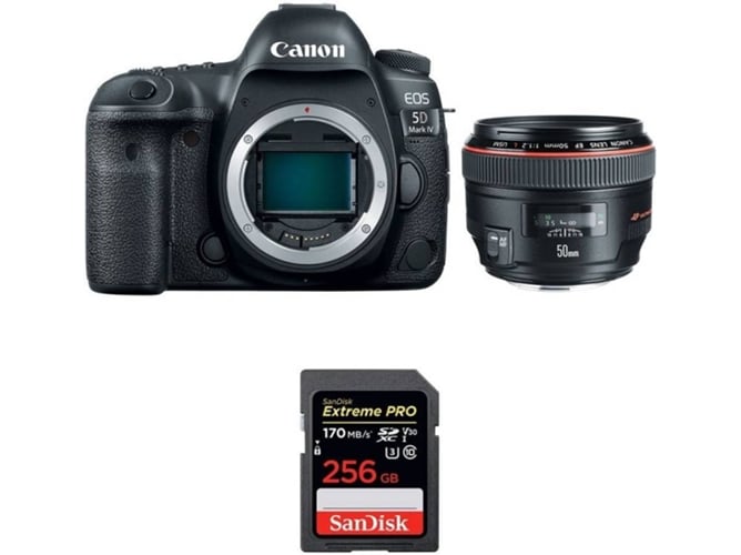 Kit Cámara Reflex CANON EOS 5D Mark IV + EF 50mm f/1.2L USM + SanDisk 256 GB (Full-Frame)