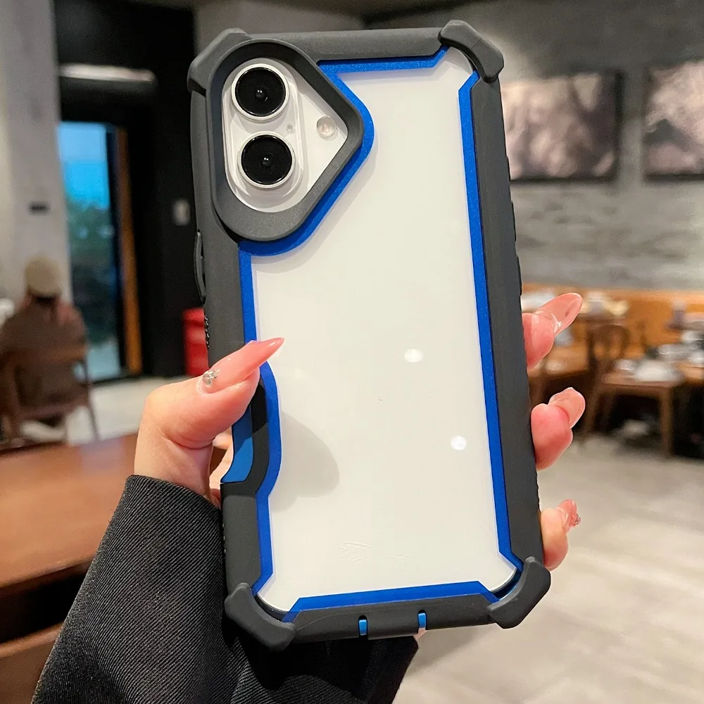 (iphone 12, Azul) Funda Para Teléfono Iphone De Doble Capa, Gruesa, Transparente, A Prueba De Golpes Y Duradera.