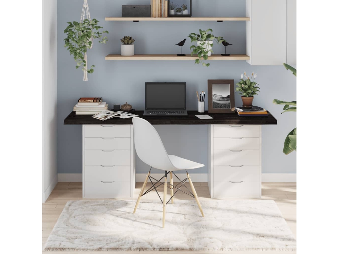 Tablero Mesa | Superficie De Mesa | Tablero De Escritorio Madera Roble Tratada Marrón Oscuro 180x60x(2-4) Cm Wsd98311