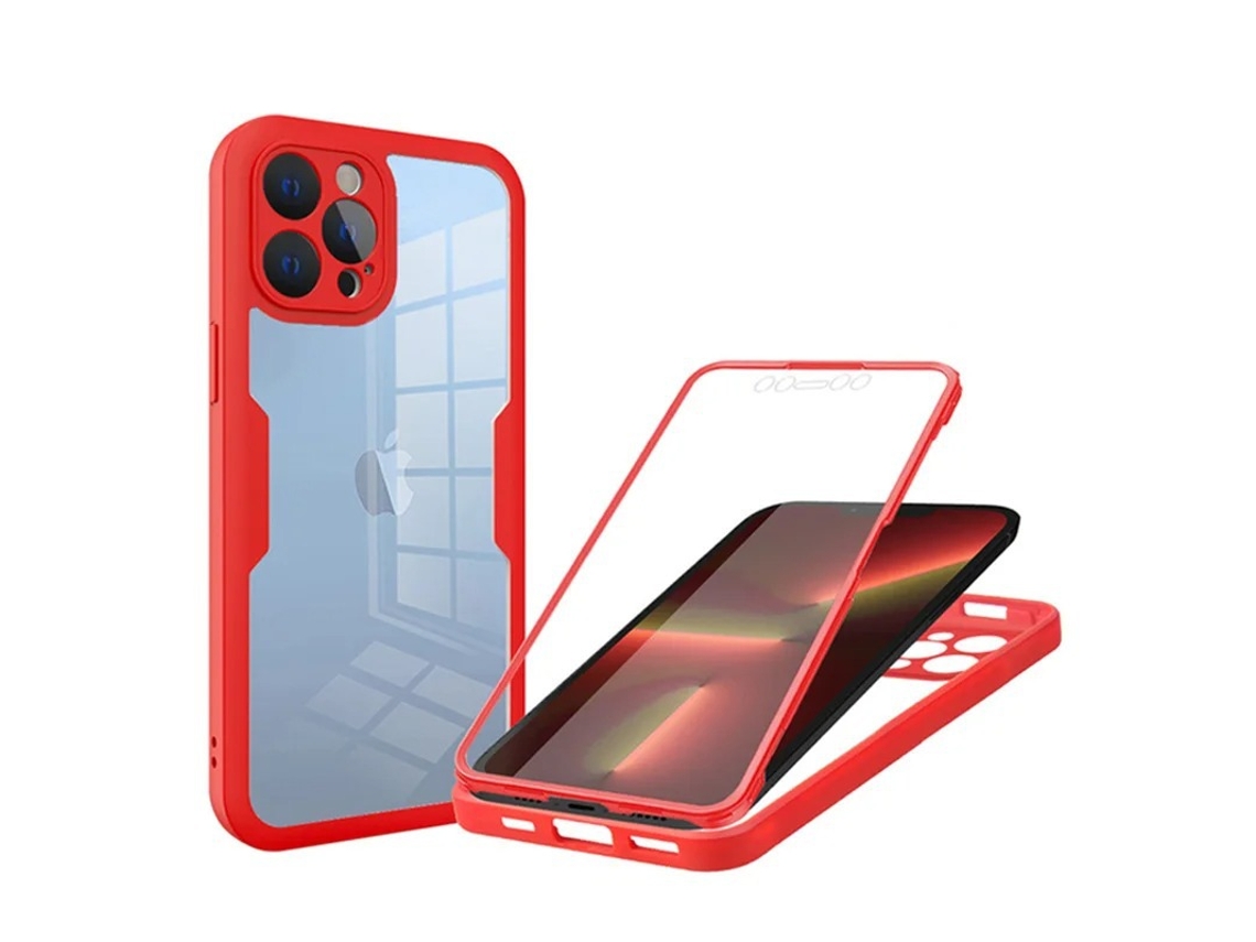 Protector de pantalla con funda antigolpes incluida para iPhone 12 Pro Max DIGITALLAB (Rojo)