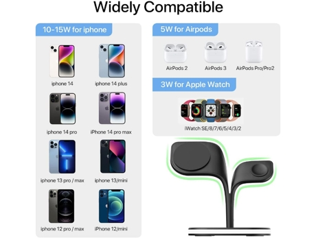 Estación de Carga Sem Magsafe para Apple RADIODDITY Negro