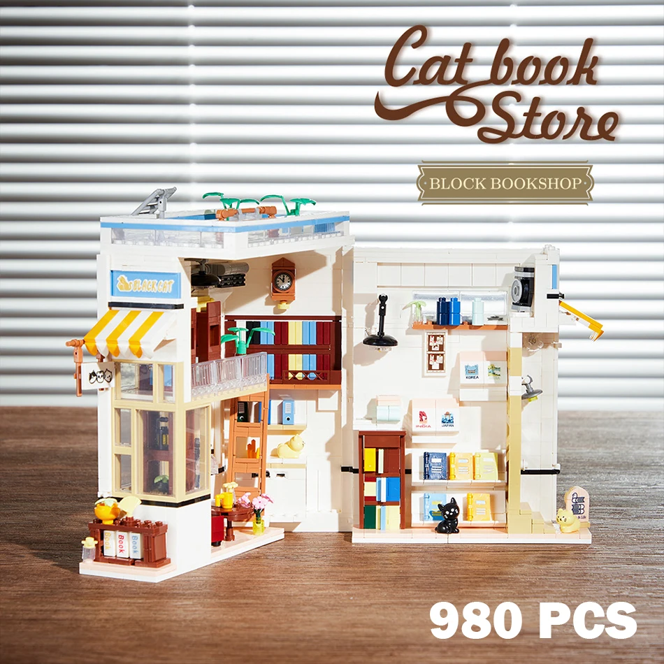 (librería) Moc City Street Scene - Bloques De Construcción En Miniatura - Bloques De Construcción Led - Juguetes