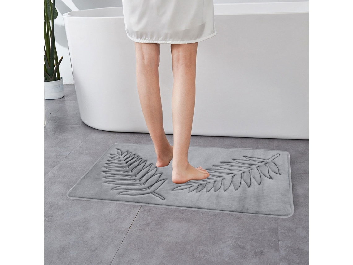 Alfombrilla De Pvc Con Relieve De Hojas (gris)