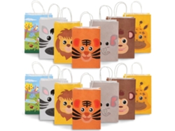 HYMNORA 14 bolsas de fiesta temáticas (animales - papel kraft)
