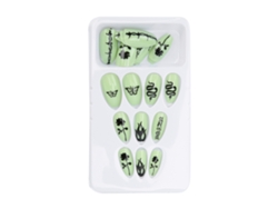 Rebe-24pcs Unhas Falsas Largas Coloridas Com Brilho Para Arte De Unhas Diy E Salões N10